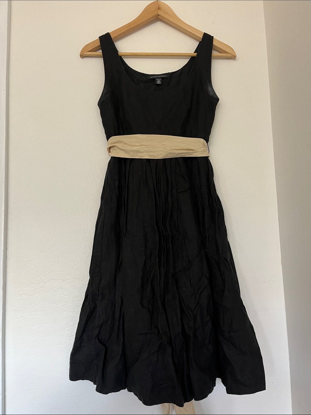 Banana Republic Black Dress with Cream Waistband